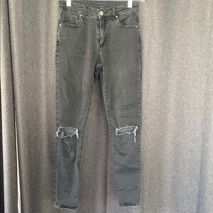 Topshop Black Skinny Jeans Distressed Modern